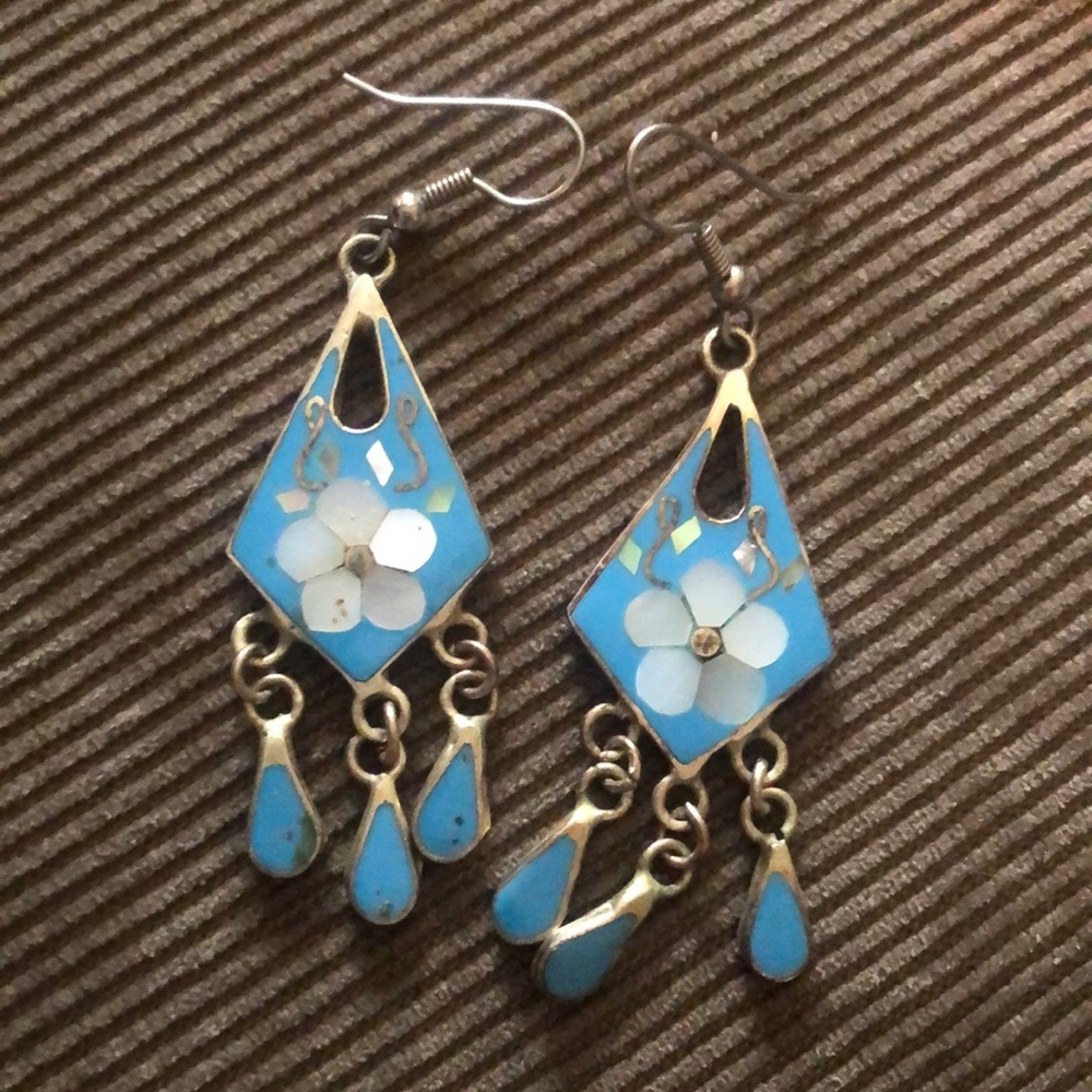 Enamel and 925 silver earrings